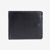 Leather wallet, black color, New Nappa collection. 11x9 cm