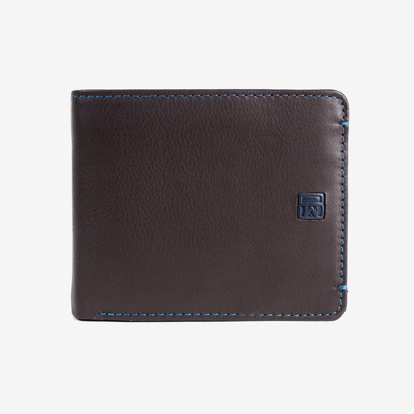 Leather wallet, brown color, New Nappa collection. 11x9 cm