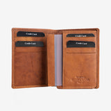 Natural leather wallet for men, leather color, ANTIC-NAPPA/LEATHER Series. 8.5x11.5cm