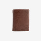 Natural leather wallet for men, brown, ANTIC-NAPPA/LEATHER Series. DIMENSIONS:8.5x11.5 cm