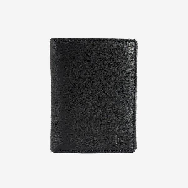 Natural leather wallet for men, black, ANTIC-NAPPA/LEATHER Series. DIMENSIONS:8.5x11.5 cm