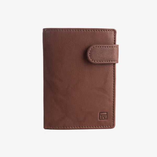 Natural leather wallet for men, brown, ANTIC-NAPPA/LEATHER Series. 9x12cm
