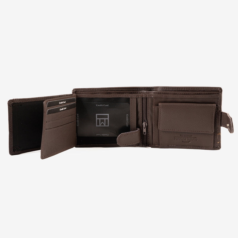 Billetero piel para hombre, color marrón, Serie NEW DDDM/LEATHER. 11x9 cm