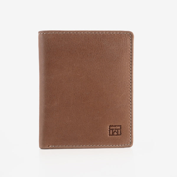 Billetero piel para hombre, color cuero, Serie 1977/LEATHER. 9x11 cm