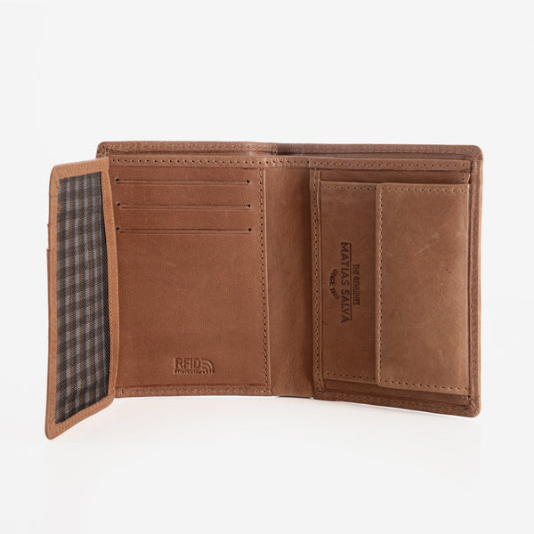 Man's wallet, tan color, Collection 1977/LEATHER. 8x11 cm