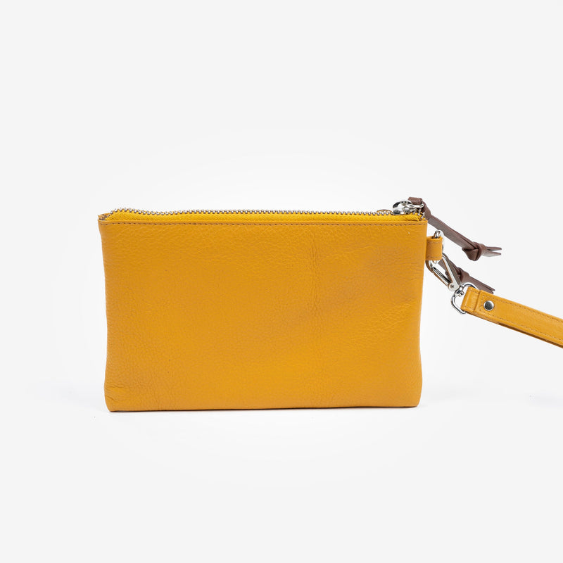 Large leather purse, mustard color, Nappa Leather Collection