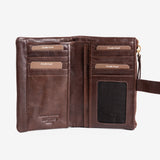 Leather wallet, brown color, vegetable leather collection. 10x15 cm