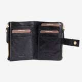 Leather wallet, black color, vegetable leather collection. 7.5x11.5 cm