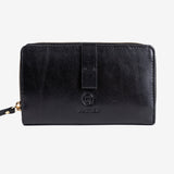 Leather wallet, black color, vegetable leather collection. 10x16.5 cm