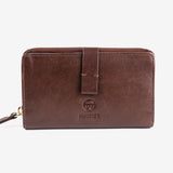 Leather wallet, brown color, vegetable leather collection. 10x16.5 cm