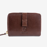 Leather wallet, brown color, vegetable leather collection. 8.5x13 cm