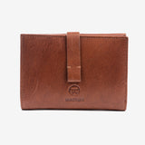 Leather wallet, tan color, vegetable leather collection. 10.5x15 cm