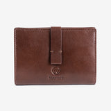Leather wallet, brown color, vegetable leather collection. 10.5x15 cm