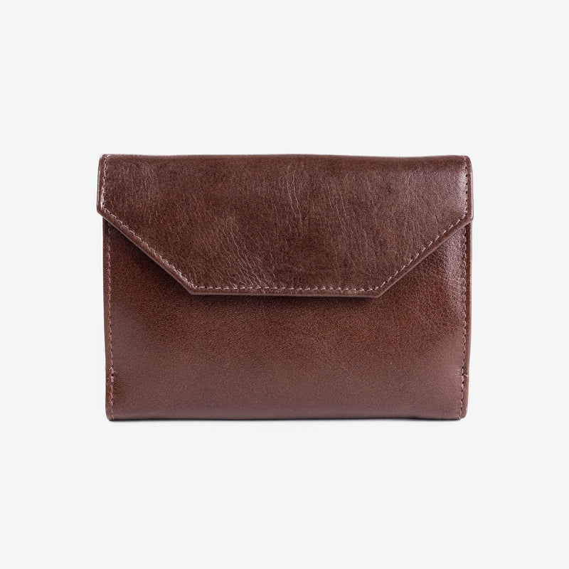 Leather wallet, brown color, vegetable leather collection. 10.5x15 cm