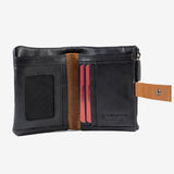 Woman's leather wallet, black colour, Collection NAPPA/LEATHER. 9x12.5 cm