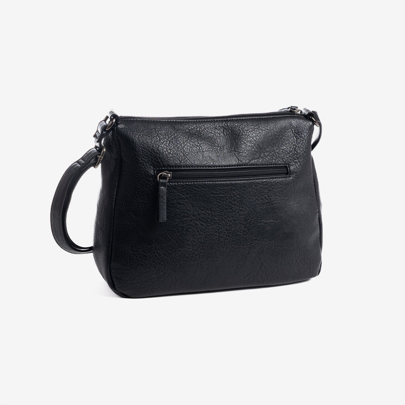 Bolso bandolera, color negro, Serie New Classic. 29x22x11 cm