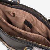 Bolso shopper con cremallera, color negro, Serie Gaviria. 33x29x13 cm