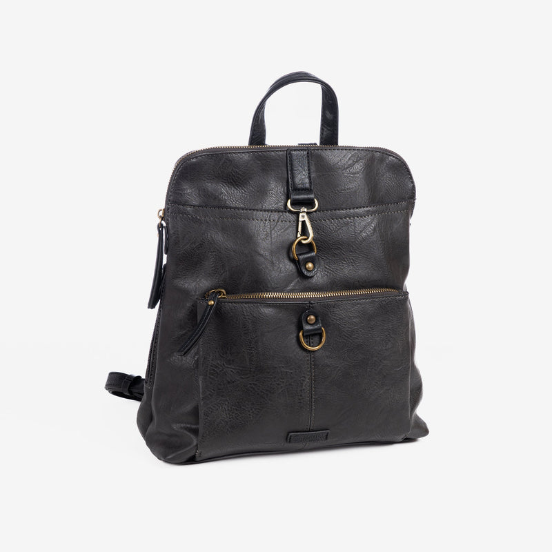Mochila, color negro, Serie Gaviria. 30x32.5x11 cm