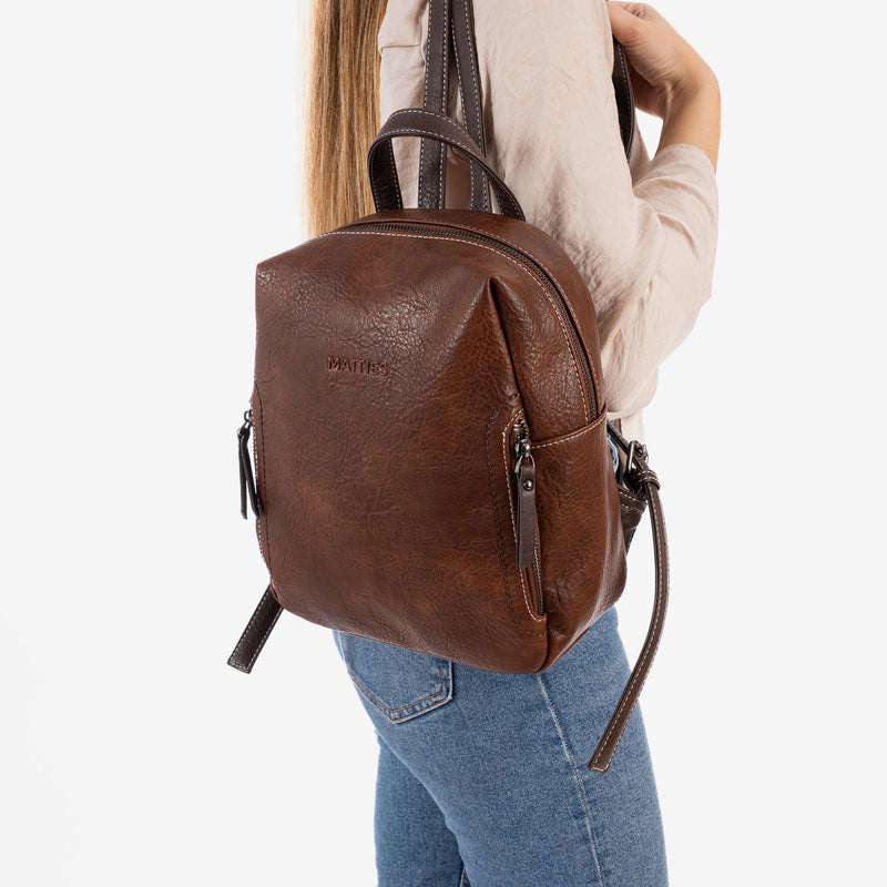 Backpack, brown, andratx series. 24x27x11cm