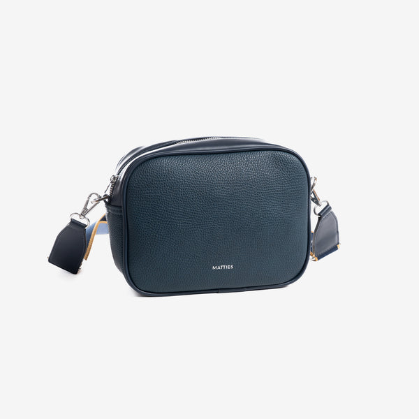 Shoulder bag, navy blue, Eivissa Series. 22.5x17x7cm