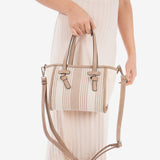 Small handbag with cross body strap, camel color, Ferreries collection. 19.5x15x10 cm