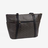 Shopper con cremallera, color negro, Serie Selva. 33.5x27x12.5 cm