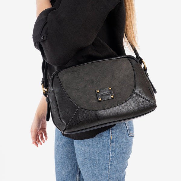 Shoulder bag, black, Malawi Series. 24x17x7cm