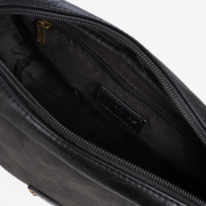 Bolso bandolera, color negro, Serie Malawi. 24x17x7 cm
