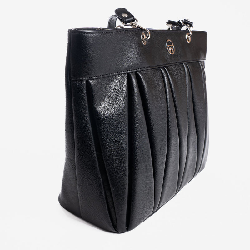 Bolso shopper con cremallera, color negro, Serie Kabele. 32x29x14 cm