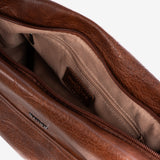 Bolso bandolera, color marrón, Serie Lunda. 32x22x15 cm
