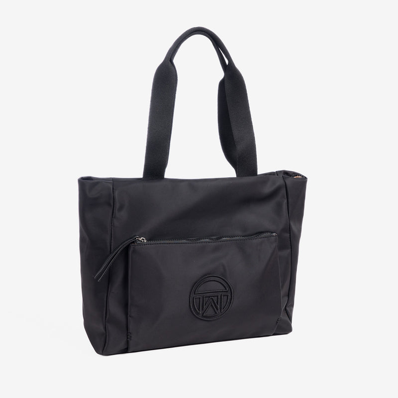 Bolso shopper con cremallera, color negro, Serie Nakuru. 37x30x14 cm