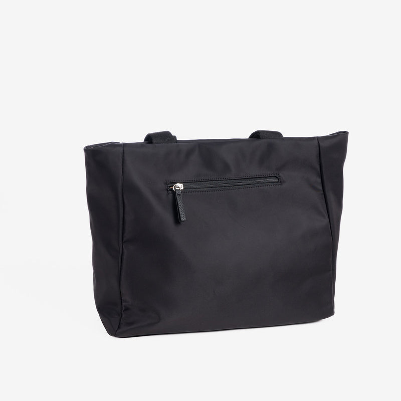 Bolso shopper con cremallera, color negro, Serie Nakuru. 37x30x14 cm