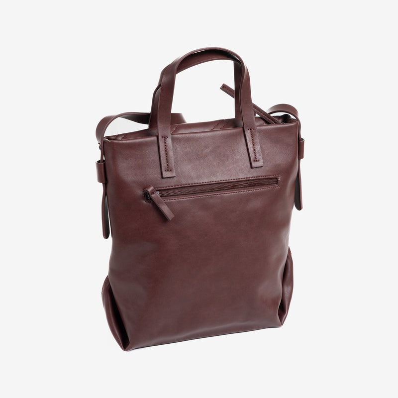 Handbag with shoulder strap, burgundy color, Collection Chilwa. 28x29x14 cm
