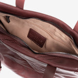 Handbag with shoulder strap, burgundy color, Collection Chilwa. 28x29x14 cm