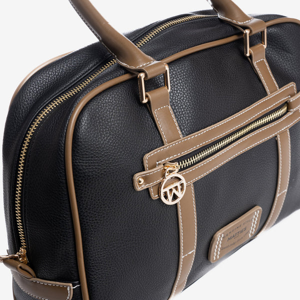 Handbag with shoulder strap, black, Rose Series. 33x23x10cm