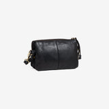 BOLSO PIEL LAVADA PARA MUJER, COLOR NEGRO. 18x11.5x04 CM