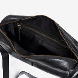 BOLSO PIEL LAVADA PARA MUJER, COLOR NEGRO. 26x19x08 CM