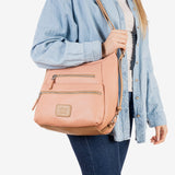 Shoulder bag, salmon color, Ischia Series. 28x27x13cm