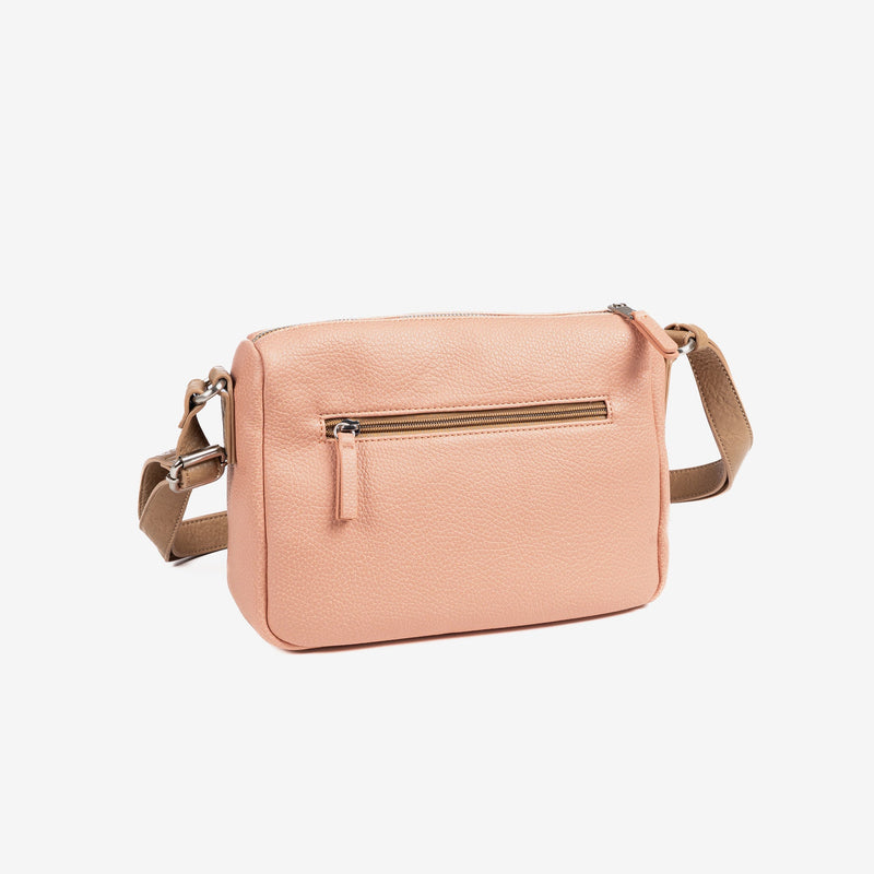 Woman's cross body bag, salmon color, Collection isquia. 26.5x18x12 cm