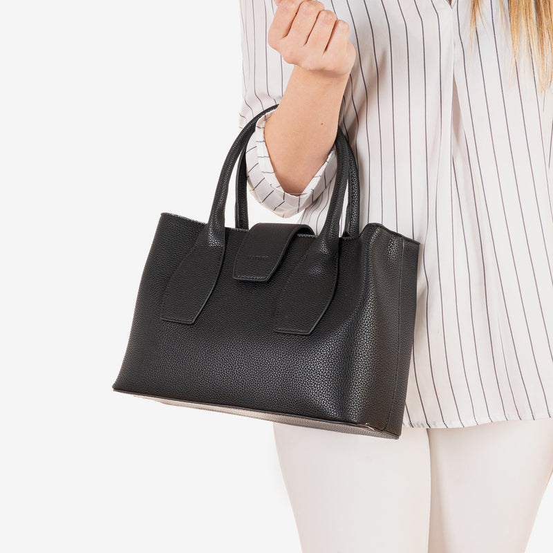Handbag with shoulder strap, black, Reunion Series. 30x20x12cm
