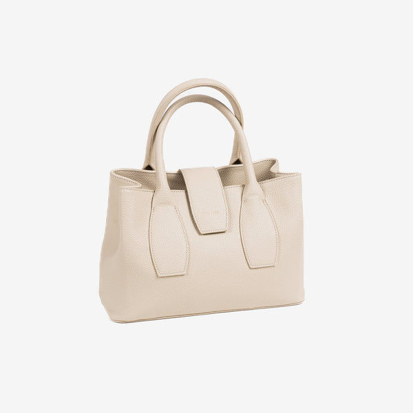 Handbag with shoulder strap, off white color, Collection reunion. 30x20x12 cm