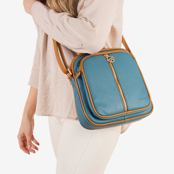 Shoulder bag for women, blue, Faroe series. 23x22x10cm