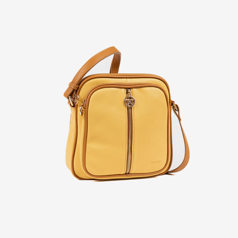 Shoulder bag for women, mustard color, Faroe Series. 23x22x10cm