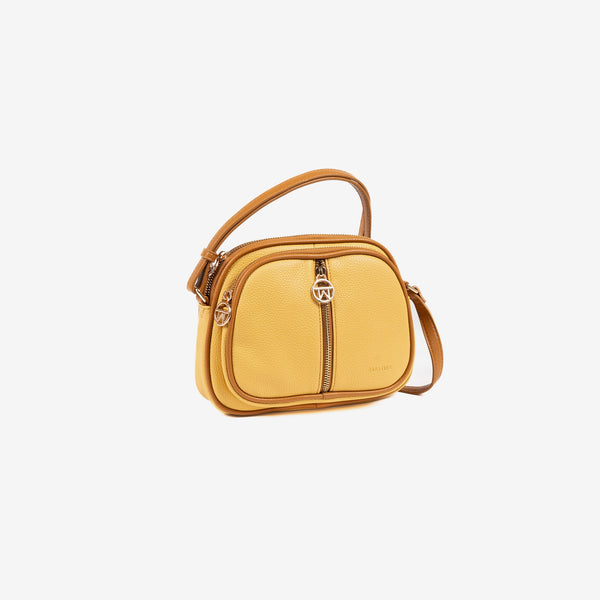 Shoulder bag for women, mustard color, Faroe Series. 23x16x10cm