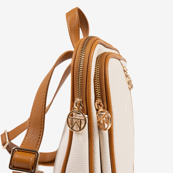 Women's backpack, beige color, Faroe series. 25x26.5x06cm