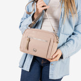 Shoulder bag for women, camel color, Paros Series. 24.5x16x09cm