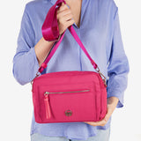 Shoulder bag for women, fuchsia color, Paros Series. 24.5x16x09cm