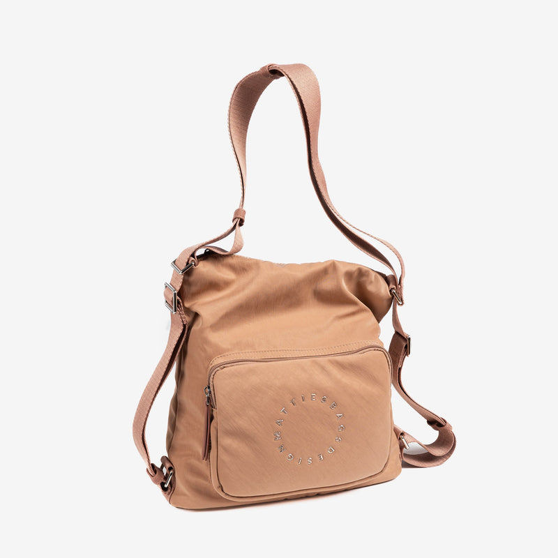 Shoulder bag and backpack, nude color, Collection deia. 30x32x10 cm
