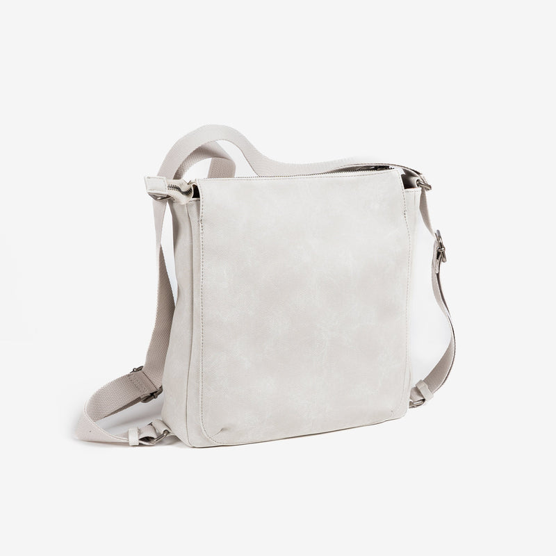 Shoulder bag and backpack, off white color, Collection tonga. 27.5x31x11 cm
