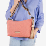 Shoulder bag for women, brick color, Holbox series. 27x18x10cm